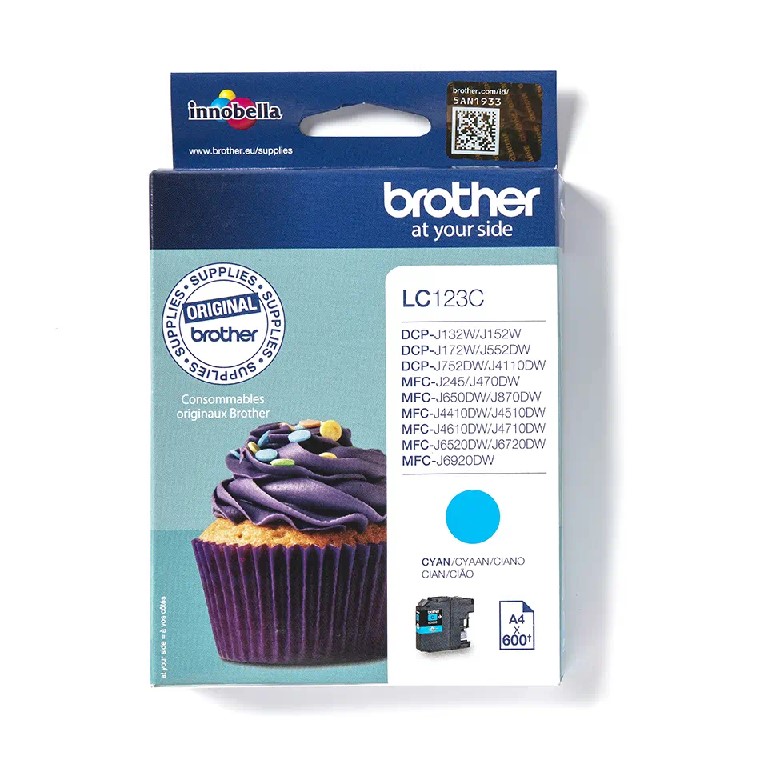 LC123C BROTHER CYAN INK 600P DCPJ4110/132/152/172/552/752