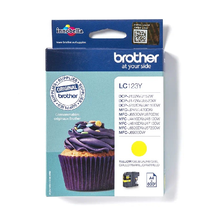 LC123Y BROTHER YELLOW INK 600P DCPJ4110/132/152/172/552/752