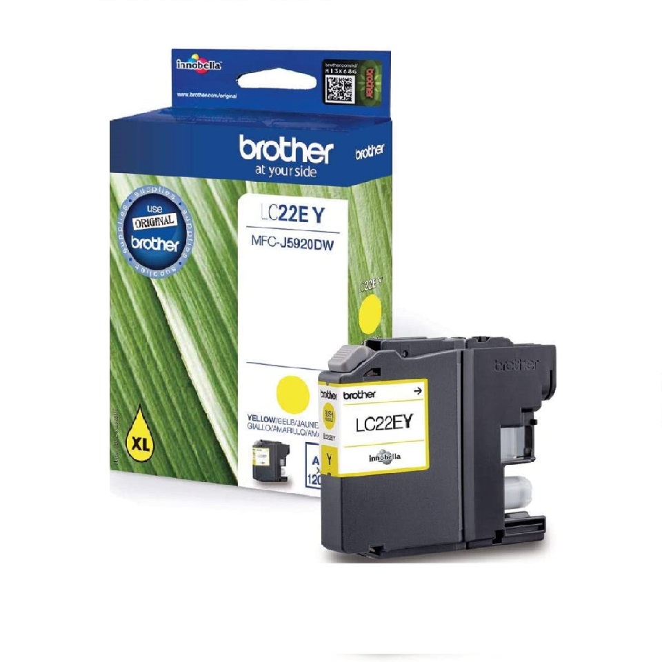 LC22EY BROTHER YELLOW INK MFCJ5920DW,  1200 pages