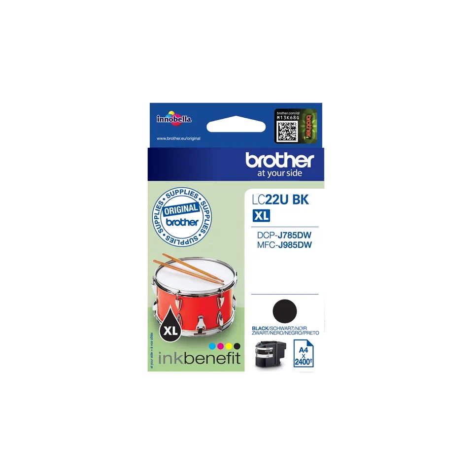 LC22UBK BROTHER BLACK INK 2400P FOR DCP785DW/MFCJ985DW