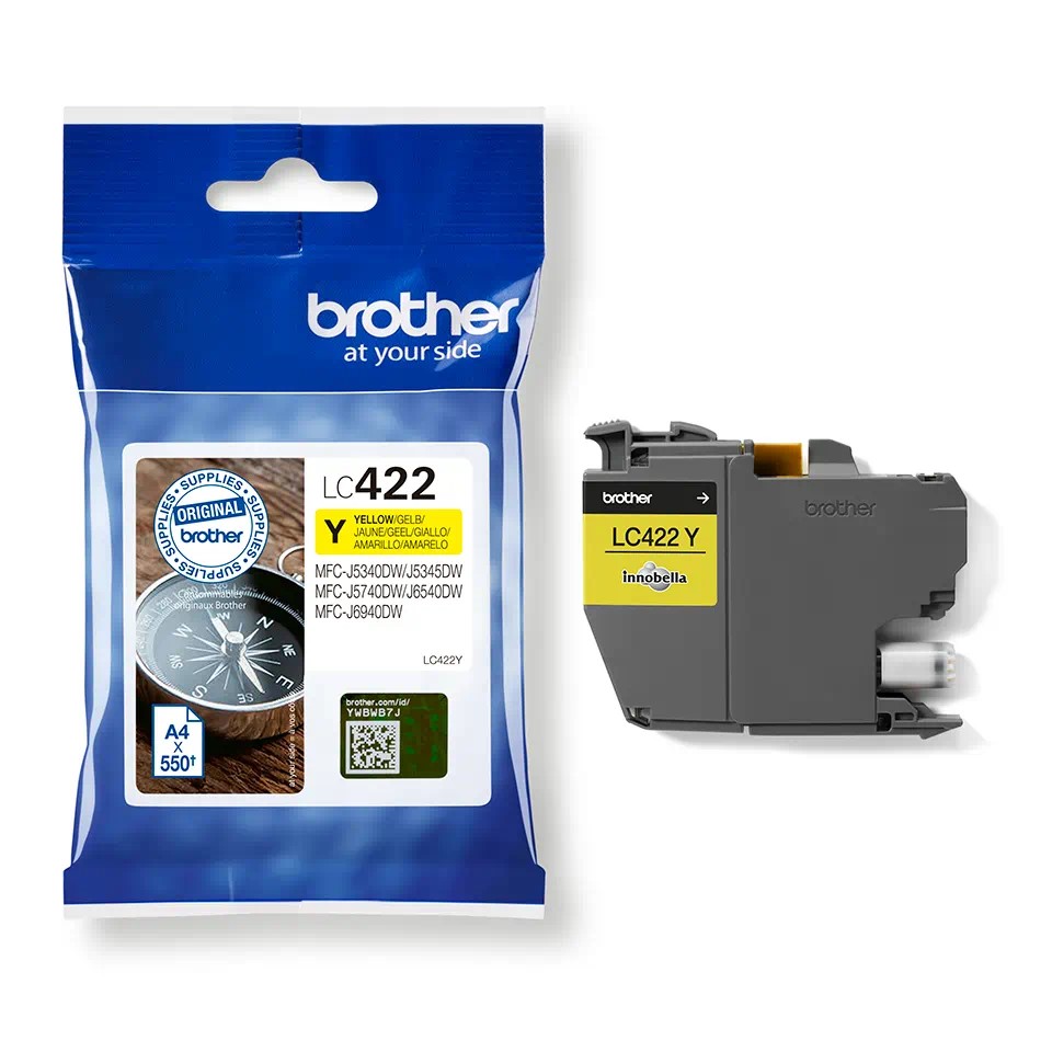 LC422Y Yellow ink cartridge 550 pages MFCJ5340DW, 5740DW,MFCJ6540DW,MFCJ6940DW